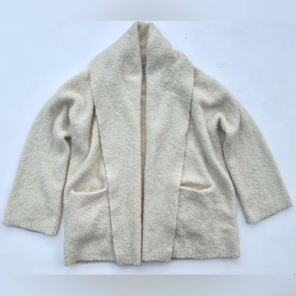 Latierra Toledo Boucle Alpaca Cardigan Cozy Cream Bouclé Shawl Collar Open, S